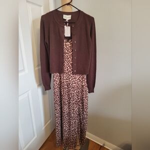 Hippie Rose Chocolate Cardigan and Animal Print Dress M Size